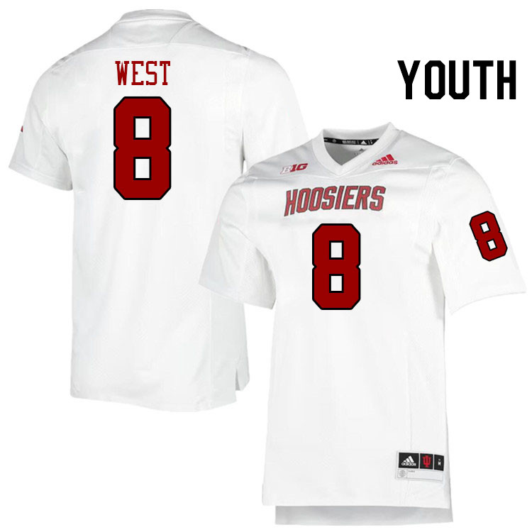 Youth #8 CJ West Indiana Hoosiers College Football Jerseys Stitched-Retro White